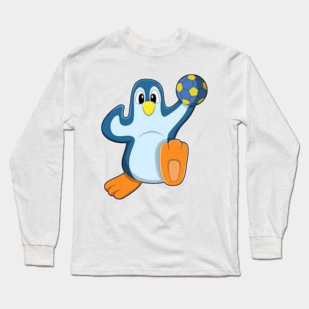 Penguin as Handball player with Handball Long Sleeve T-Shirt by Markus Schnabel